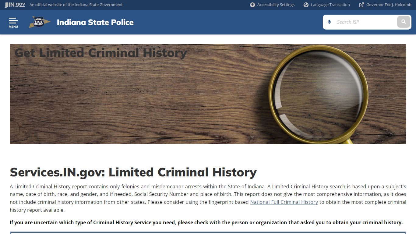 ISP: Get Limited Criminal History